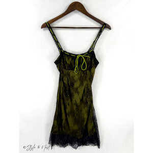 Women's Whimsigoth Dark Fairycore Lace Slip Knot Front Gothic Cami Dress Small